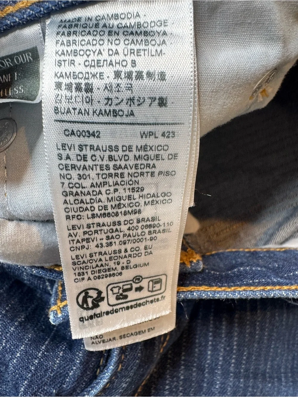 Levi’s 505 Pinstripe Straight Leg Jeans Women’s W32 L30 Blue Denim